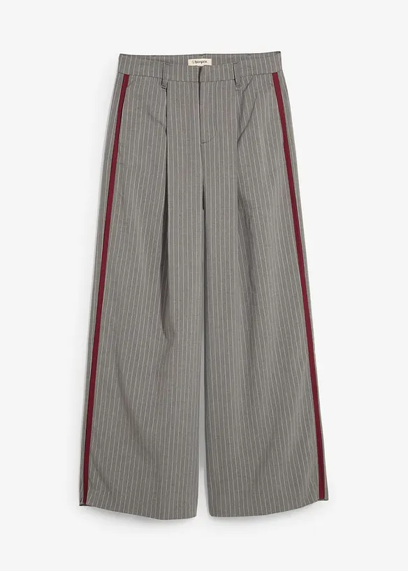 Pantalon à pinces et galon contrastant, bonprix
