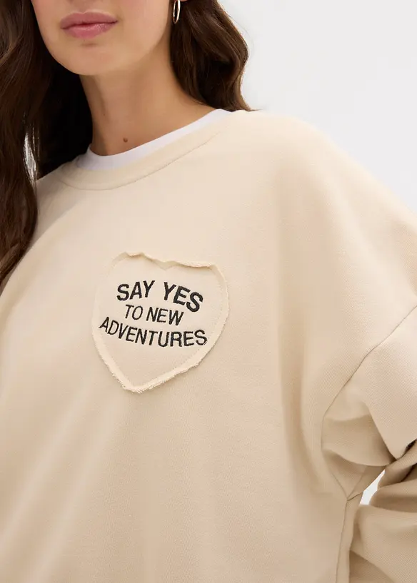 Sweat oversize doux en coton mélangé, bonprix