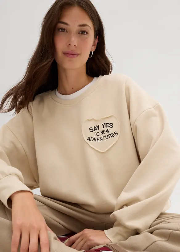 Sweat oversize doux en coton mélangé, bonprix