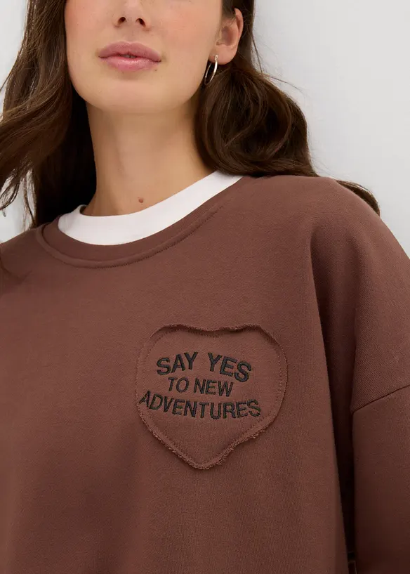 Sweat oversize doux en coton mélangé, bonprix