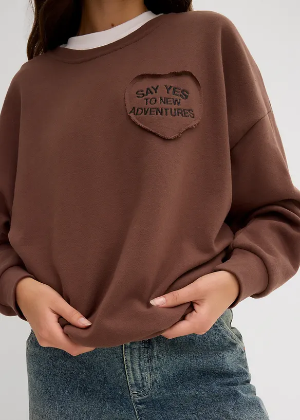 Sweat oversize doux en coton mélangé, bonprix