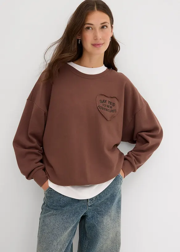 Sweat oversize doux en coton mélangé, bonprix