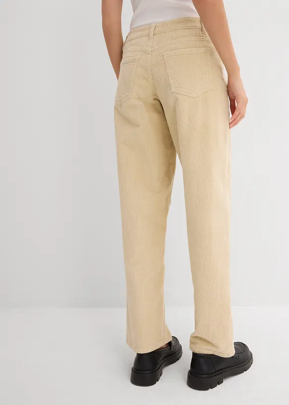 Pantalon barrel en velours côtelé, taille mi-haute, bonprix