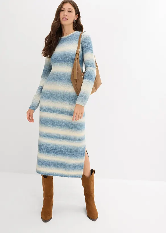Robe pull longue et douce en laine mélangée, bonprix