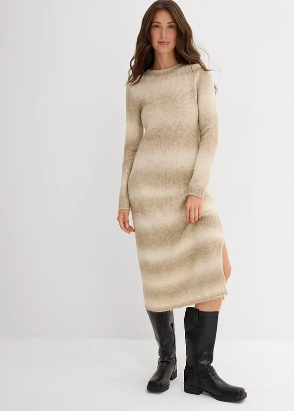 Robe pull longue et douce en laine mélangée, bonprix