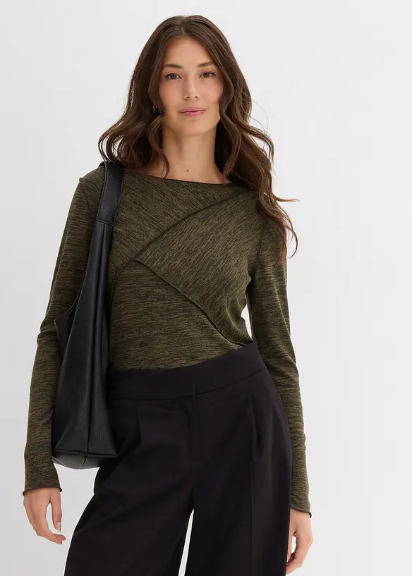 T-shirt manches longues doux en viscose majoritaire, bonprix