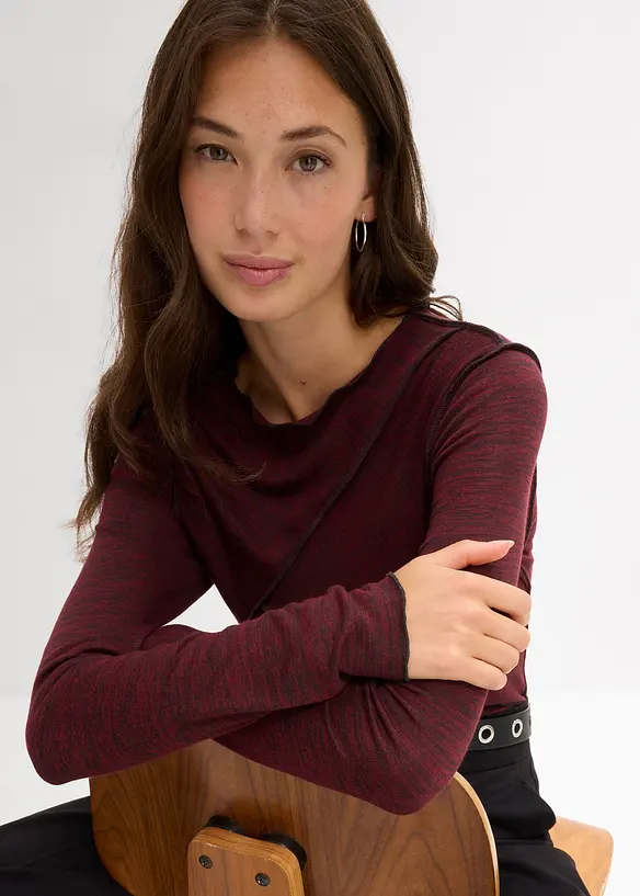 T-shirt manches longues doux en viscose majoritaire, bonprix