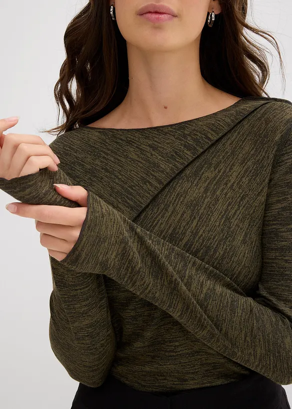 T-shirt manches longues doux en viscose majoritaire, bonprix