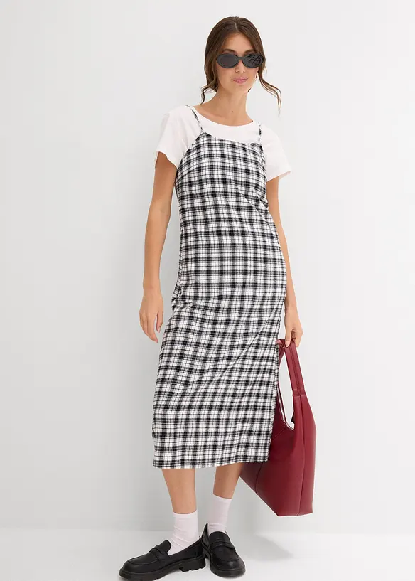 Robe à fines bretelles en flanelle 100% coton, bonprix