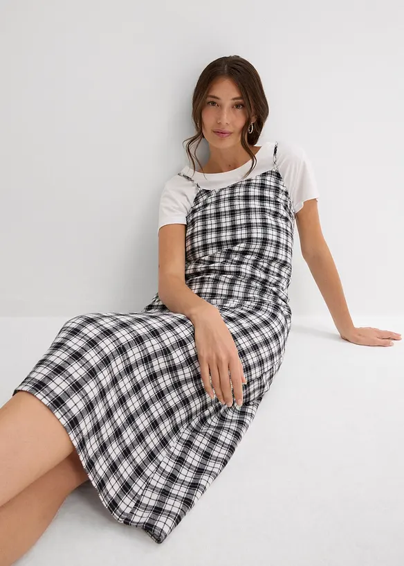 Robe à fines bretelles en flanelle 100% coton, bonprix