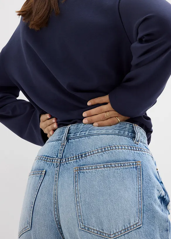 Jean large, taille mi-haute, en denim peu extensible, bonprix