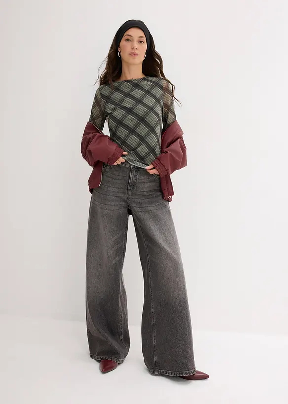 T-shirt manches longues en mesh fin, bonprix