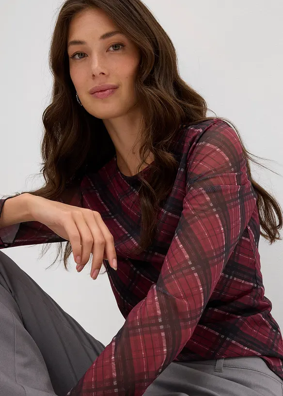 T-shirt manches longues en mesh fin, bonprix