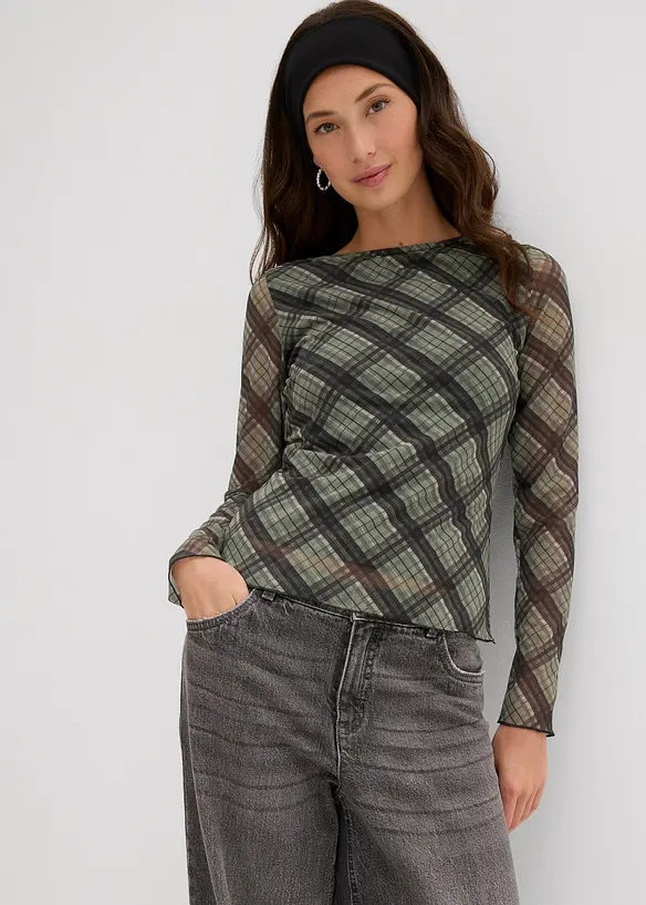 T-shirt manches longues en mesh fin, bonprix