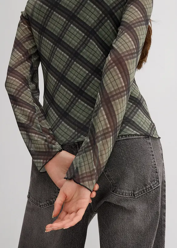 T-shirt manches longues en mesh fin, bonprix