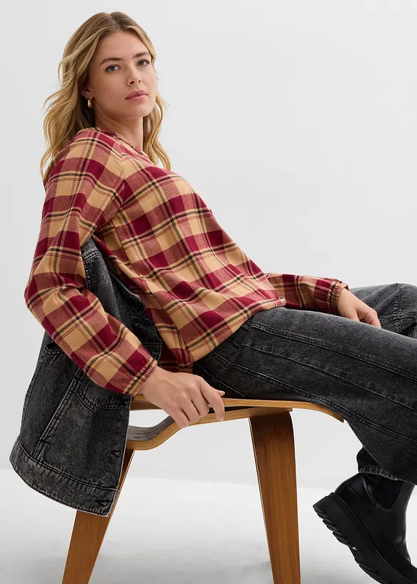 Blouse longue en flanelle, bonprix