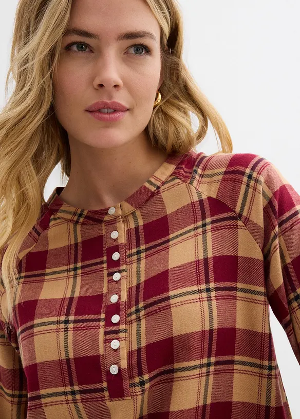 Blouse longue en flanelle, bonprix