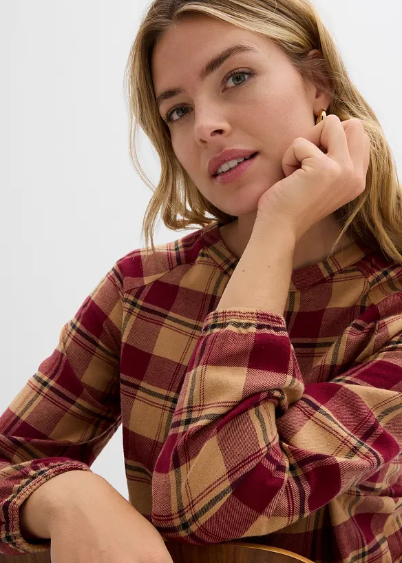 Blouse longue en flanelle, bonprix