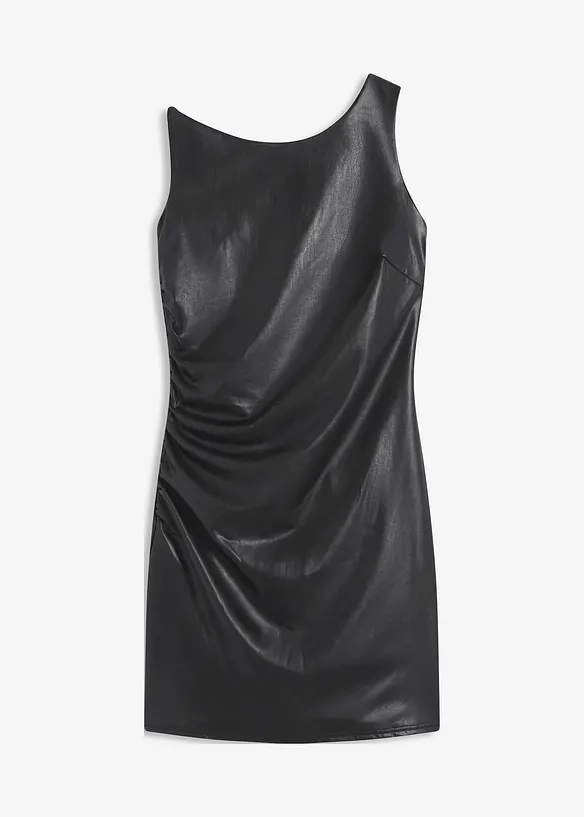 Robe courte enduite encolure Bardot, bonprix