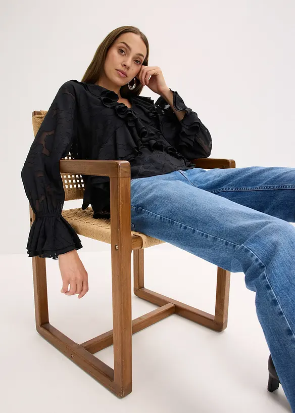 Blouse en mousseline légèrement transparente, bonprix