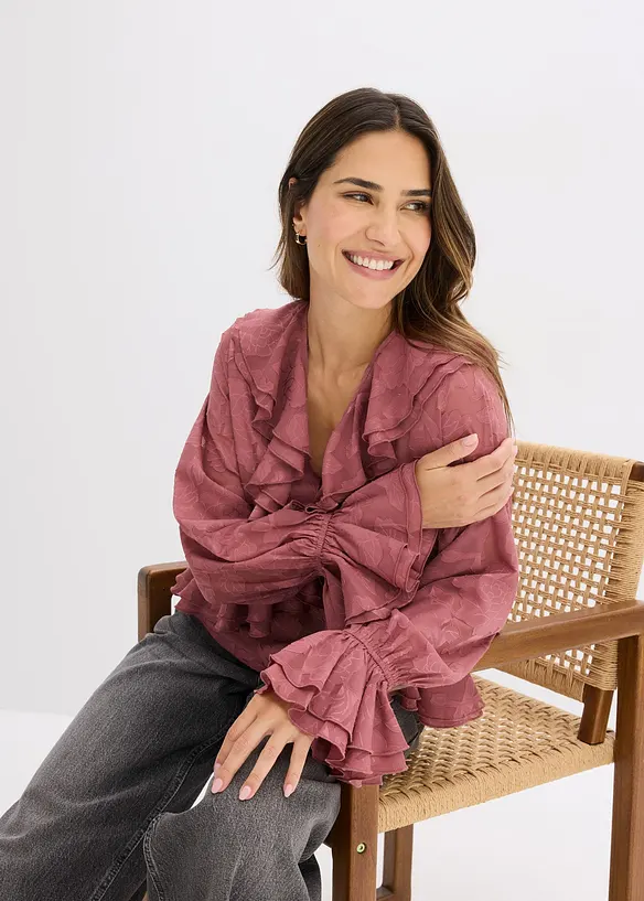 Blouse en mousseline légèrement transparente, bonprix