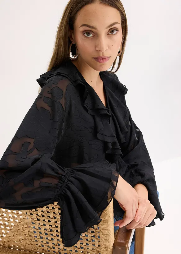 Blouse en mousseline légèrement transparente, bonprix