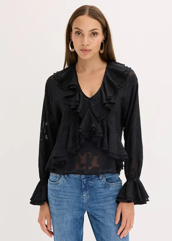 Blouse en mousseline légèrement transparente, bonprix