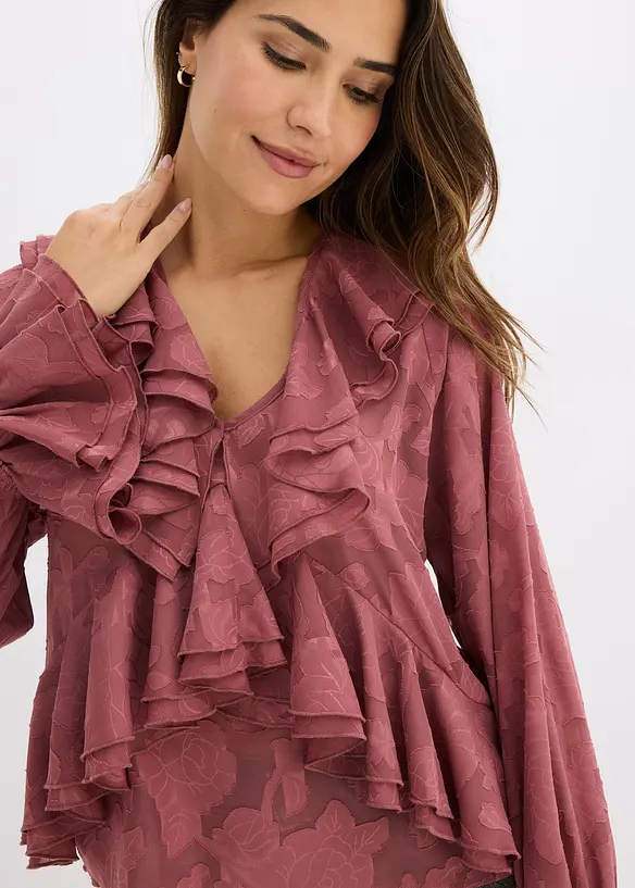 Blouse en mousseline légèrement transparente, bonprix