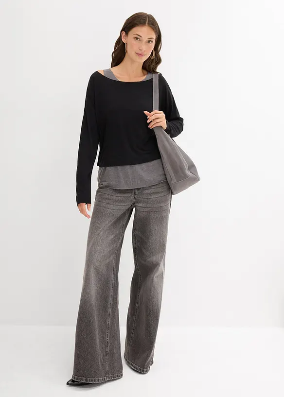 Top et T-shirt manches longues en jersey (ens. 2 pces), bonprix