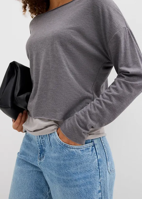 Top et T-shirt manches longues en jersey (ens. 2 pces), bonprix