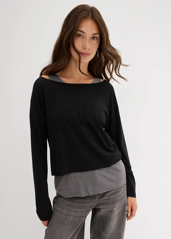 Top et T-shirt manches longues en jersey (ens. 2 pces), bonprix