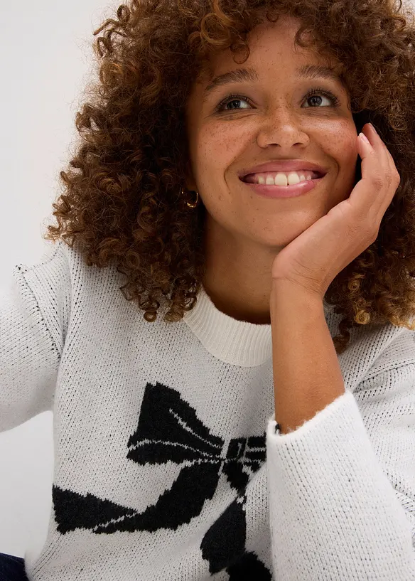 Pull en maille avec nœud, bonprix