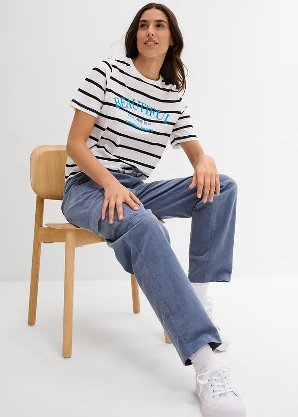 Pantalon barrel en velours côtelé, bonprix