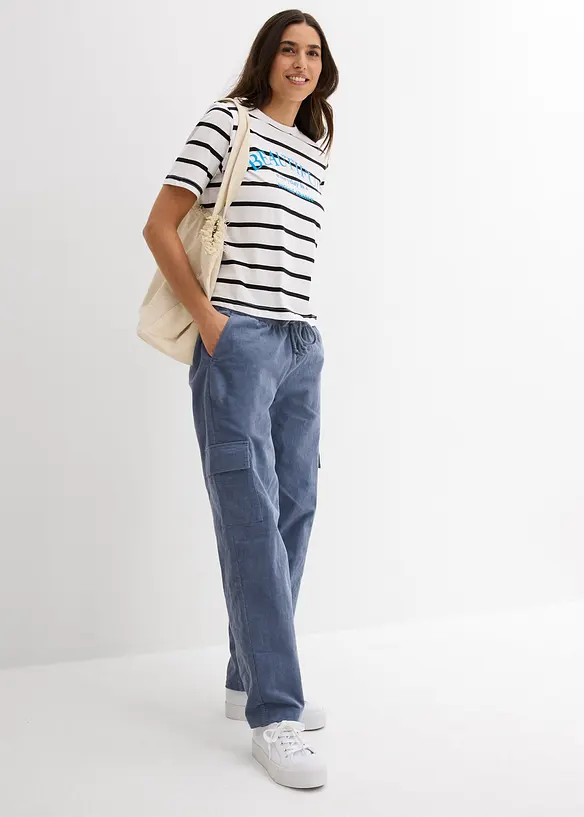 Pantalon barrel en velours côtelé, bonprix