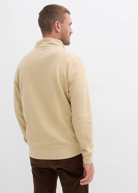 Sweat à col zippé 100% coton, bonprix