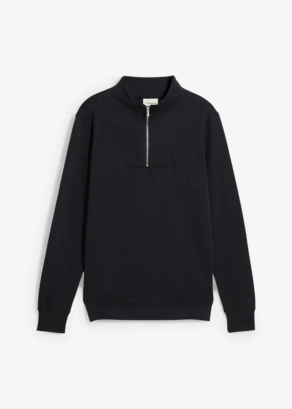Sweat à col zippé 100% coton, bonprix