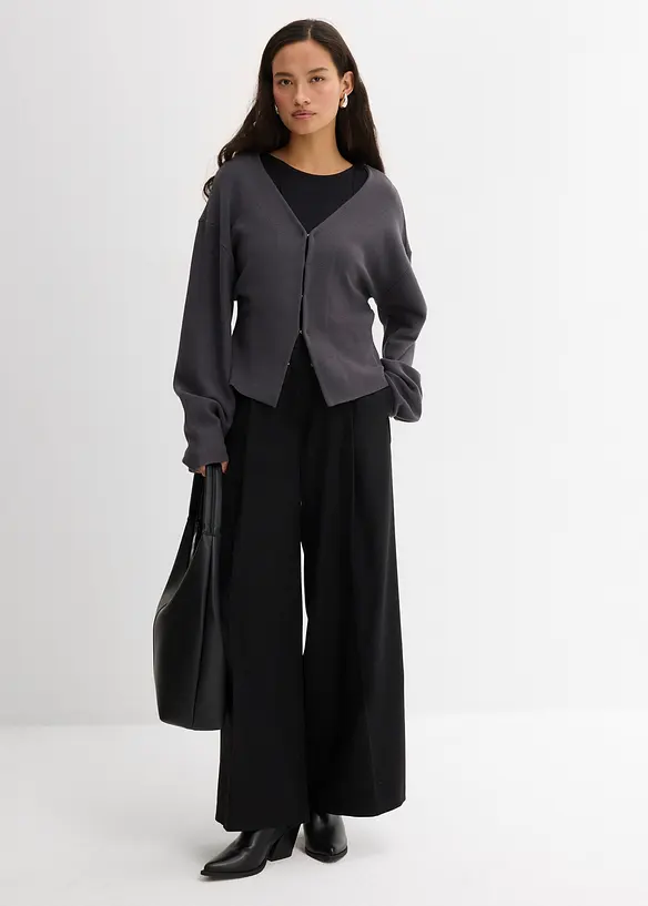 Pantalon en viscose mélangée avec boucles latérales, bonprix