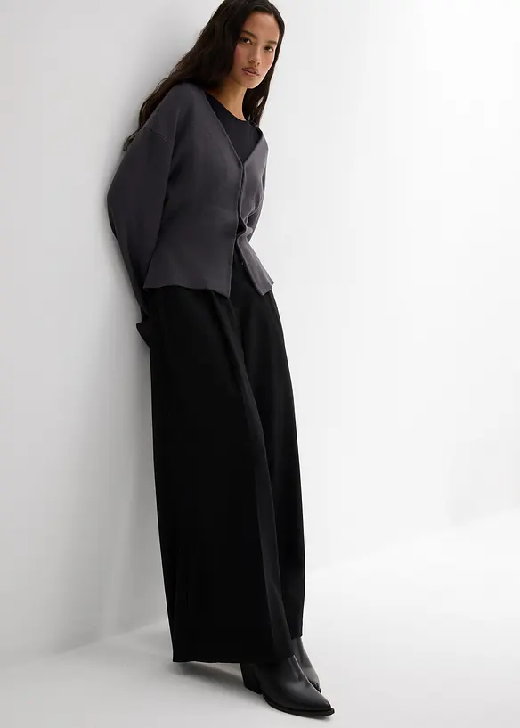 Pantalon en viscose mélangée avec boucles latérales, bonprix