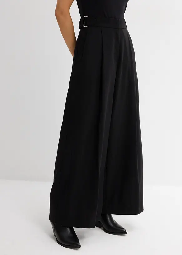 Pantalon en viscose mélangée avec boucles latérales, bonprix