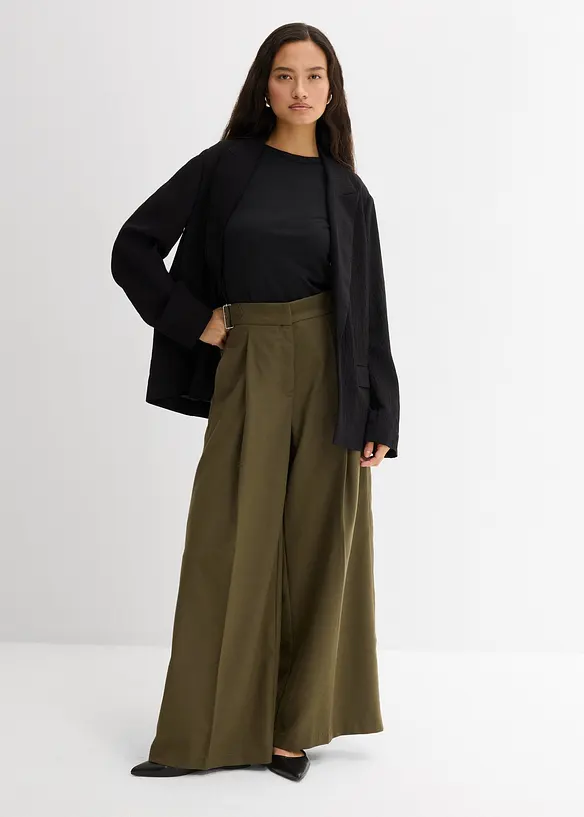 Pantalon en viscose mélangée avec boucles latérales, bonprix
