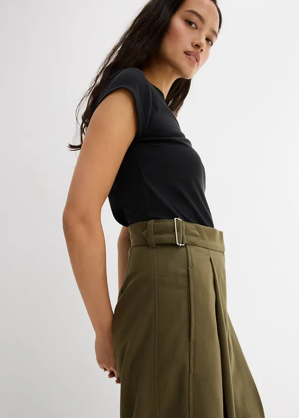 Pantalon en viscose mélangée avec boucles latérales, bonprix