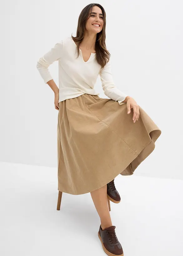 Jupe en velours côtelé, coton extensible, bonprix