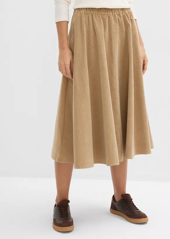 Jupe en velours côtelé, coton extensible, bonprix