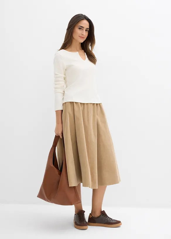 Jupe en velours côtelé, coton extensible, bonprix