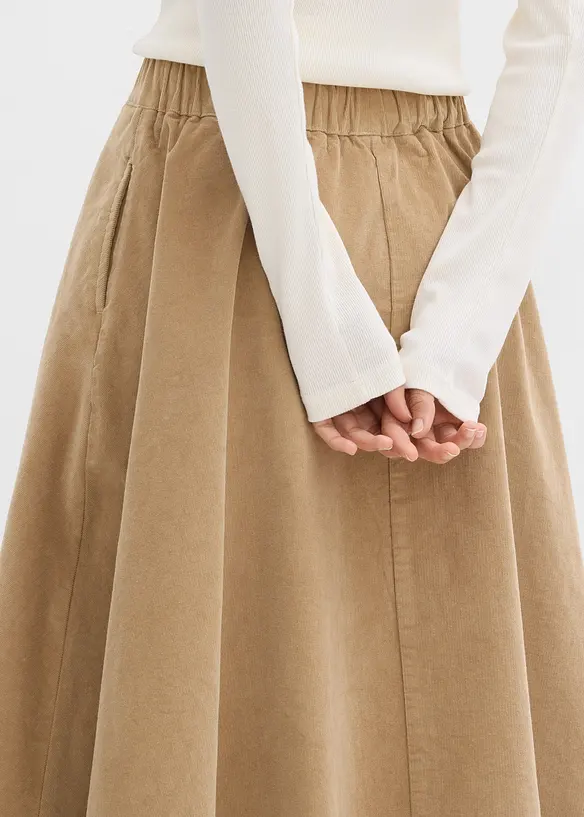 Jupe en velours côtelé, coton extensible, bonprix