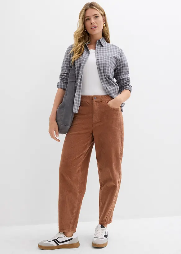 Pantalon barrel en velours côtelé, bonprix