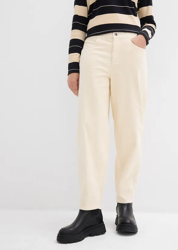 Pantalon barrel en velours côtelé, bonprix