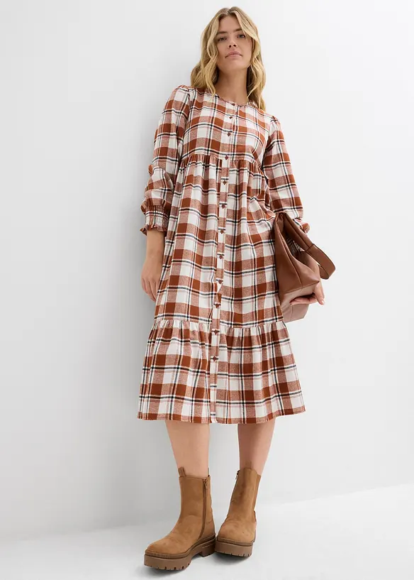 Robe midi en flanelle, bonprix