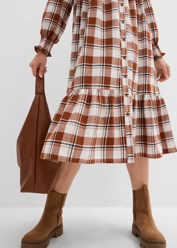 Robe midi en flanelle, bonprix