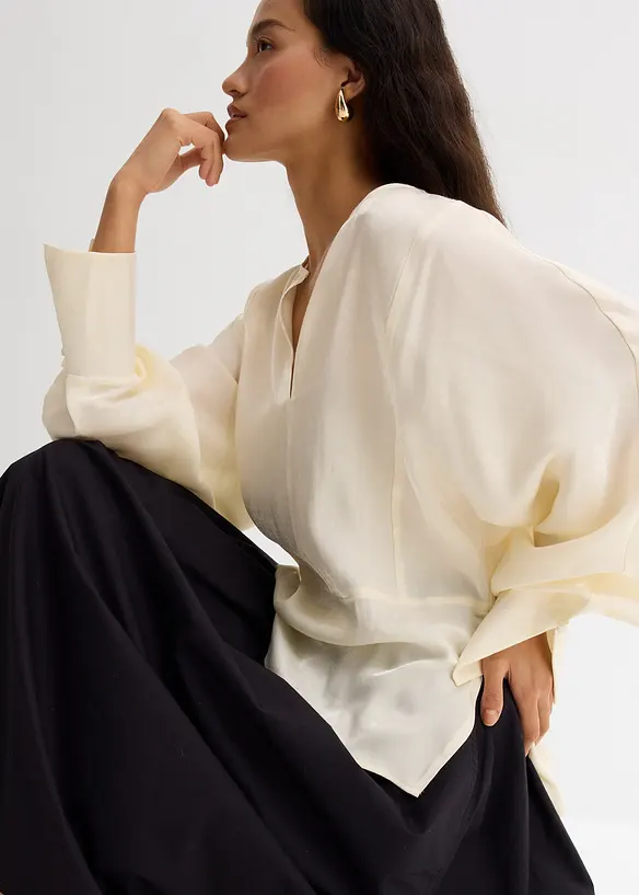 Blouse légèrement satinée en viscose mélangée, bonprix